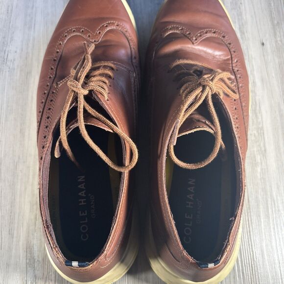 Cole Haan Grand Wingtip Oxford British Tan Brown Men's Shoes Size 11 - Picture 4 of 10